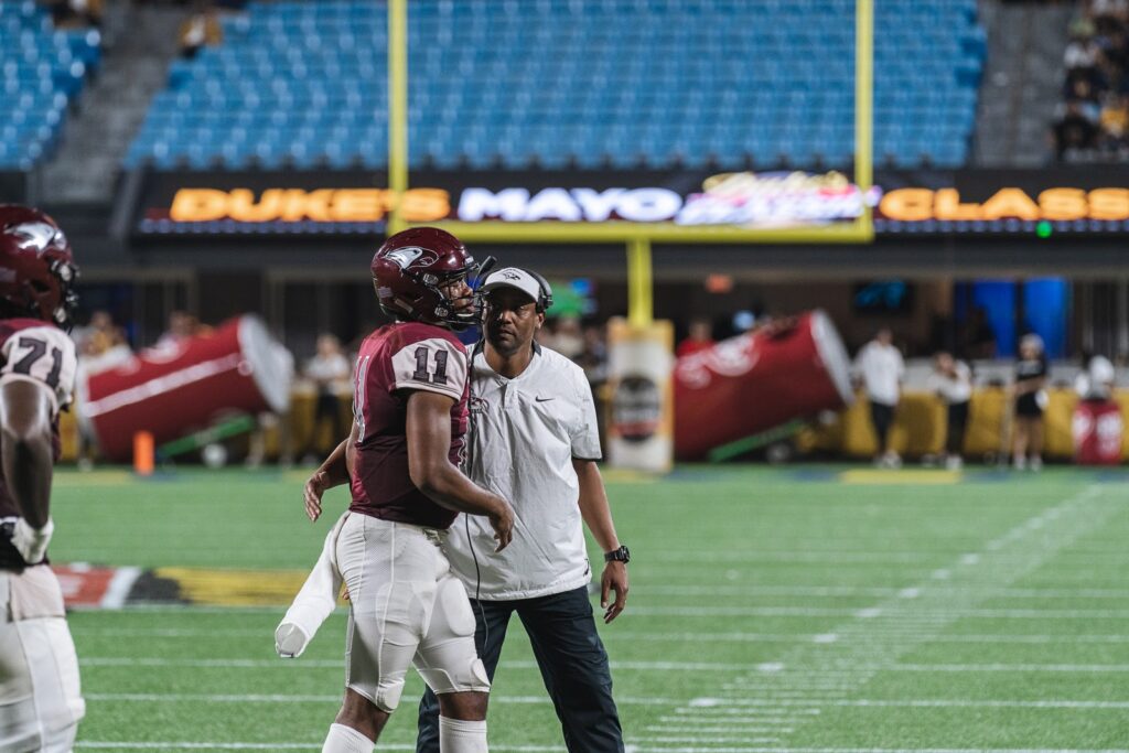 Davius Richard and NCCU Coach Tri Oliver