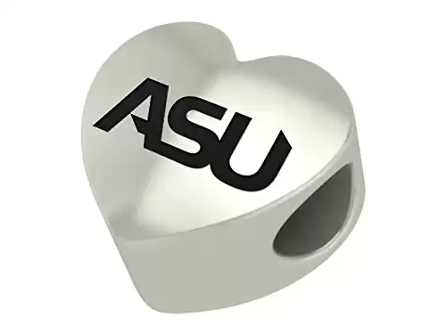 Alabama State Hornets Sterling Silver Heart Bead Fits Most European Style Charm Bracelets
