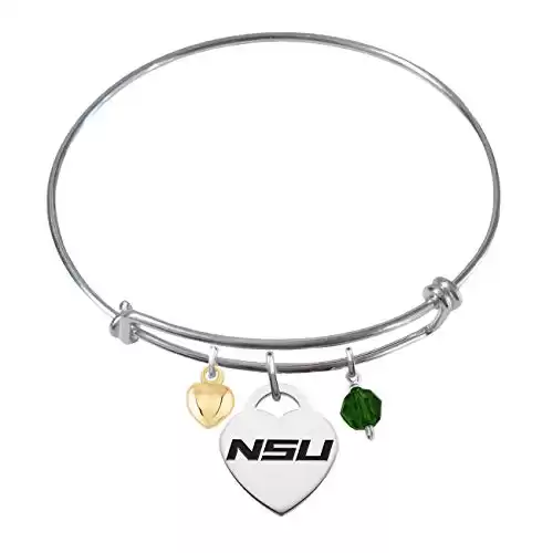 College Jewelry Norfolk State Spartans Sterling Silver Adjustable Bangle Bracelet with Heart Charm