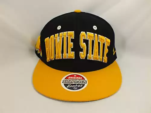 Bowie State University NCAA Snapback BLACK/YELLOW Cap NEW A7