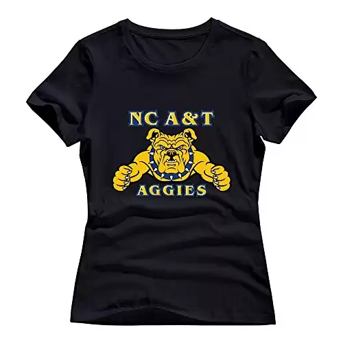 Black 100% Cotton North Carolina A&T Aggies T Shirts For Womens Size XL