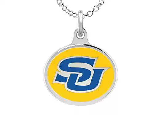 Southern University Jaguars Charm Pendant. Solid Sterling Silver with Enamel