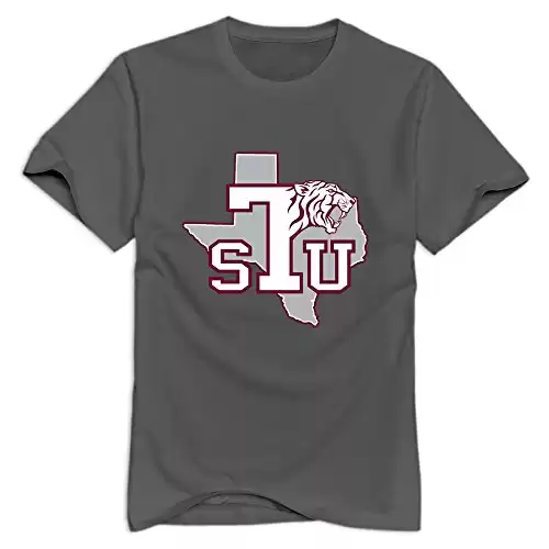 Leberts DeepHeather Texas Southern Tigers 100% Cotton Tee Shirt For Men Size X-Large