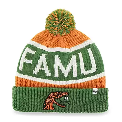 Florida A&M Rattlers Green Cuff "Calgary" Cuffed Beanie Hat with Pom - NCAA FAMU Cuffed Winter Knit Toque Cap