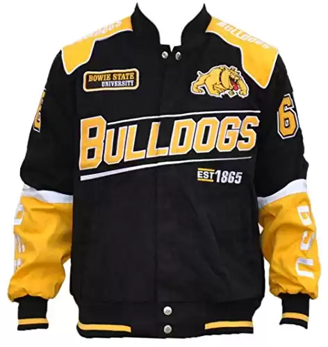 Big Boy Headgear Bowie State University Bulldogs Men's Twill Racing Jacket 4XL Black