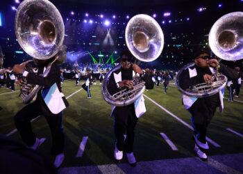 Jackson State “Sonic Boom of the South” jams with Usher in Super Bowl halftime show
