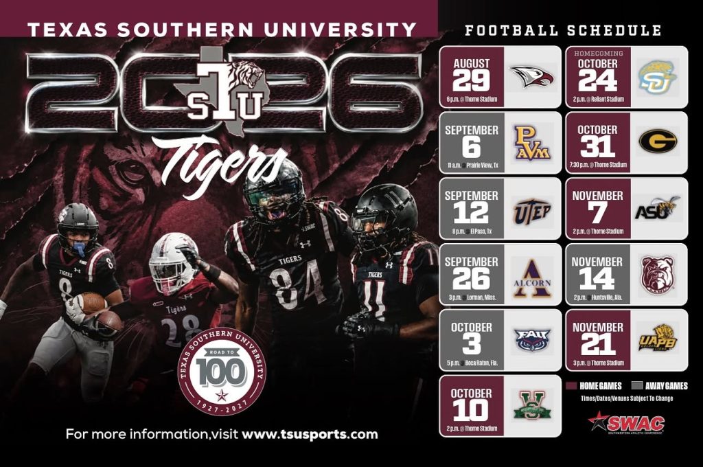 Texas Southern finally drops football schedule. Will play home games at new locations 2 txsoschedule